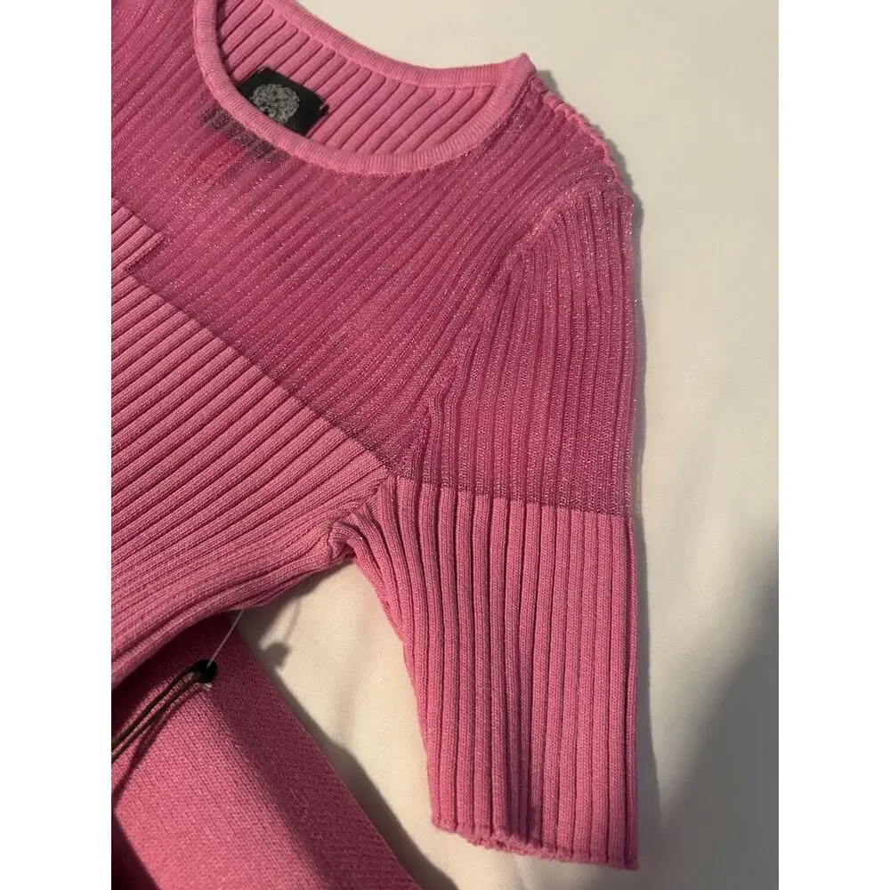 NWT Vince Camuto Blocked Short Sleeve Fit & Flare Knit Dress Speckled Yoke-Small - Picture 5 of 10